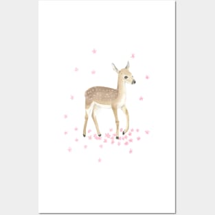 Fawn and Cherry Blossoms Posters and Art